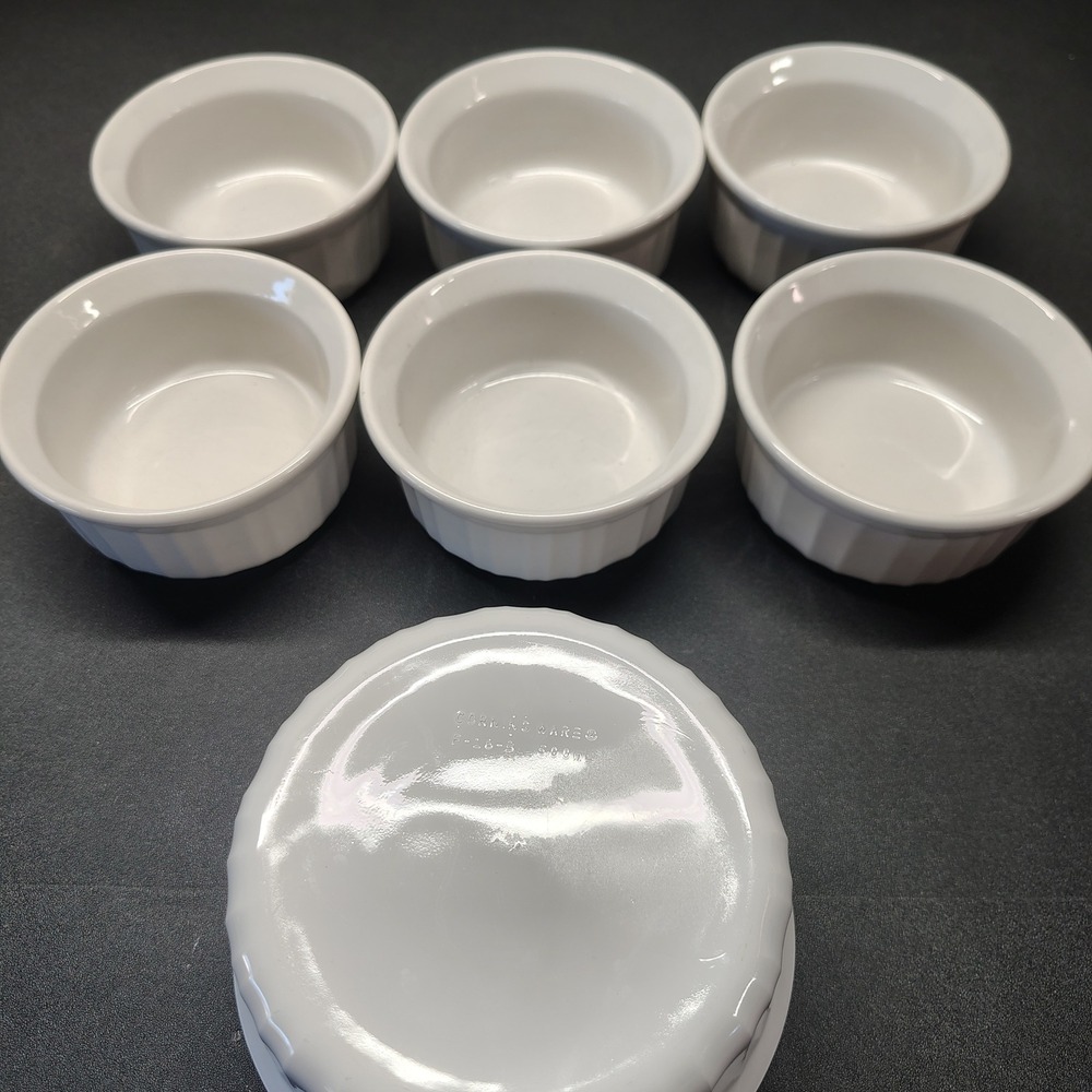 Corning Ware Ramekins White French White Set of 6 small and a medium - Picture 5 of 5